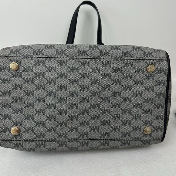 Michael Kors Grayson Large Satchel MK Signature Gray Black with Gold Hardware - Picture 13 of 15